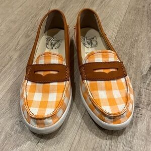 Cole Haan Orange and White Checkered Loafers 7B Pinch Maine Classics